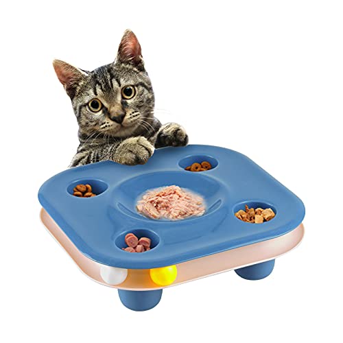 Andiker Elevated Cat Bowl, Multi-Functional Non-Slip Cat Food Bowl with Track and 2 Balls 2 in 1 Cat Track Toy & Cat Slow Feeder for Dry and Wet Food for Cat, Kitten, Puppy, Small Dog (Blue) Andiker Elevated Cat Bowl, Multi-Functional Non-Slip Cat Food Bowl with Track and 2 Balls 2 in 1 Cat Track Toy & Cat Slow Feeder for Dry and Wet Food for Cat, Kitten, Puppy, Small Dog (Blue)