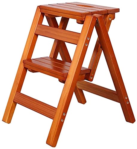 GAXQFEI Sedia Attuale Steps Chair Docker 2 Stadi Pieghevole Legno Governante Trittstool Pieghevole Pieghevole Leader Pieghevole Livelli Pieghevoli per Cucina Ufficio Biblioteca, capacità 150Kg/Noce