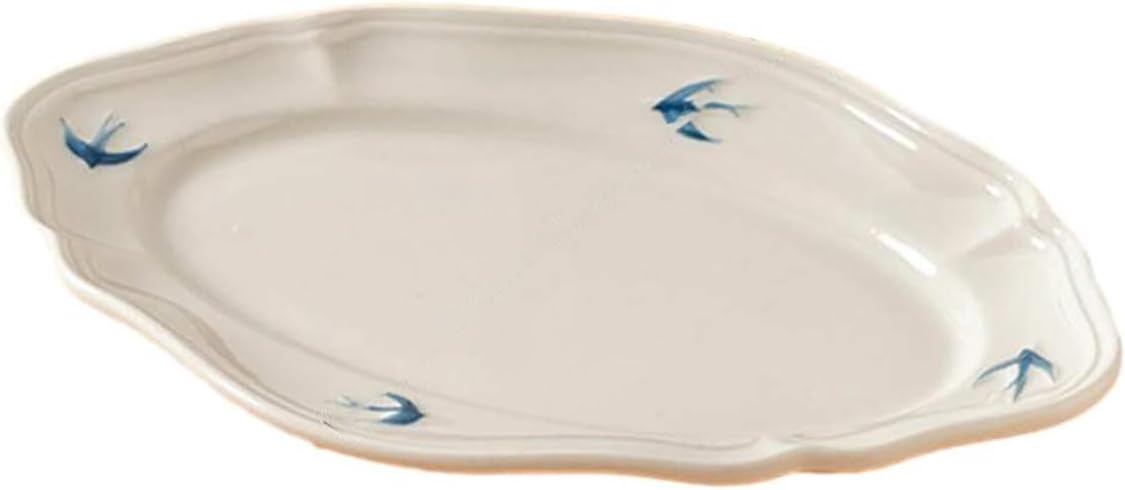 Creative cartoon retro Swallow Relief Plate Home Snack Ceramic Breakfast-Swallow Deep Plate