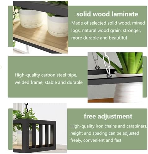 Ceiling Hanging Plant Shelves - Floating Storage Shelf for Flower Pots, Wine Rack, Home Decor - Wall-Mounted Rack for Living Room, Kitchen, Balcony, Bar (100x25x15cm)