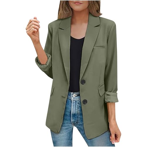 MODSGUE Blazer de verano elegante para mujer, chaqueta deportiva para mujer, chaqueta deportiva de verano, elegante, básica, deportiva, para mujer, elegante, verde claro, L