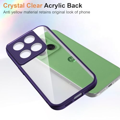 Image of Kapa Hawkeye Clear Slim Tough Back Cover for Motorola G86 Power 5G | Camera Lens Protector Anti Yellow Shockproof Clear Hybrid Case Cover (Purple Sides)