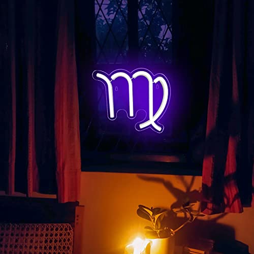 Image of The Zodiac Horoscope Neon Sign, Virgo LED Neon Signs for Wall Decor, Astrology Zodiac Horoscope Neon Lights Beautiful Spiritual, Birthday Party, Home Kids Room Decor Virgo