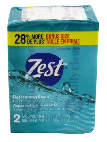 Zest Soap Refreshing Aqua Bath Bars 4.12 Ounce (Pack of 2)