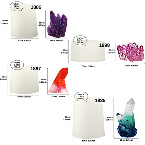 Funshowcase Growing Crystal Quartz Rock Cluster Geode Druzy Gem Silicone Mold Trays 4 In Set For Resin Epoxy, Soap, Candle, Isomalt Large 3Inch #TOP2
