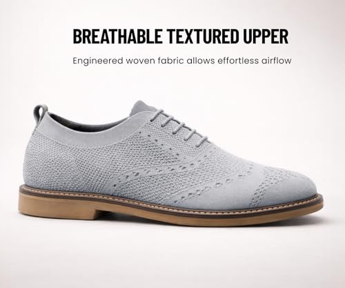 Image of Kraasa Men's Casual Sneaker Lace-Up Oxford Shoes | Breathable Knit Upper | Lightweight & Comfortable | Stylish Brown Sole | Office