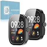 【2枚組】For Xiaomi Redmi Watch 5 用 ケース ガラスフィルム 一体型 Xiaomi Redmi Watch 5保護カバー 全面保護 強化ガラス 耐衝撃 高透過率 指紋防止 スマートウォッチケース（ブラック+クリア)