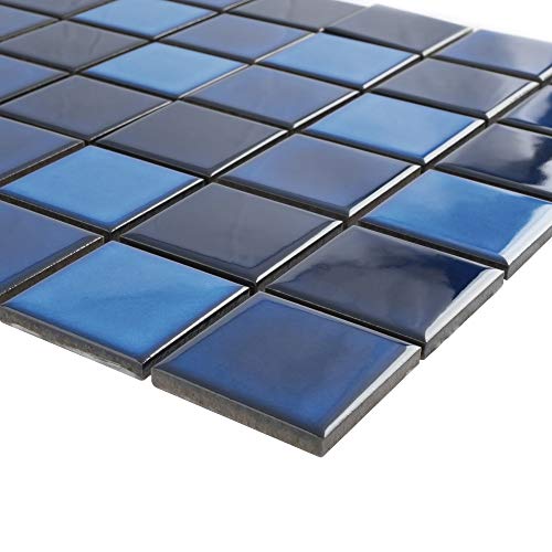 Bt-Pm22 2" X 2" Square Navy Blue Porcelain (Polish Finish) Floor & Wall Tile & Pool Tile Mosaic Tile 11-3/4 In. X 11-3/4 In. X 6Mm (Thickness) 1 Sheet=0.97 Sqt (1 Sheet) #TOP2