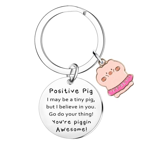 Tihnvk Pig Keyring Emotional Inspirational Pig Gifts for Women Men Positive Gift for Friend Coworker Christmas Birthday Gift for Pig Lovers
