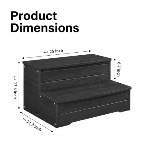 Image of 25'' Outdoor Spa Steps with Storage, for Hot Tub,Ground Pool (Black)