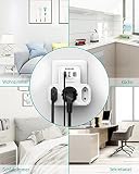 Podwójna wtyczka do gniazdka, 3-gniazdkowa listwa zasilająca bez kabla z 1 adapterem typu C i 2 adapterami gniazd USB, listwa zasilająca 6 w 1 do sypialni i biura, biała