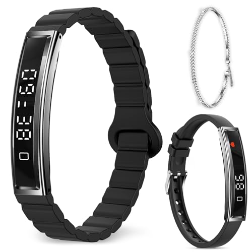 Efolen Smart Bracelet Damen Herren, 16.5g Fitnessarmband Pulsuhr SpO2 Schlafmonitor Schmal Schrittzähler, 12 Sportmodi Fitness Tracker, 2 Armbands Smart Watch Kompatibel mit Android iOS Schwarz