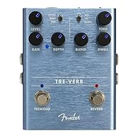 The Fender Tre-Verb Guitar Effect Pedal is a tribute to Fender's pioneering spirit in guitar effects; This pedal features both digital reverb and tremolo, providing versatile effects in one compact unit Unique combination of independent tremolo and r...
