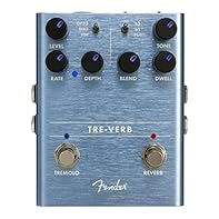 The Fender Tre-Verb Guitar Effect Pedal is a tribute to Fender's pioneering spirit in guitar effects; This pedal features both digital reverb and tremolo, providing versatile effects in one compact unit Unique combination of independent tremolo and r...