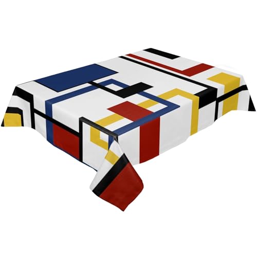 Nappe de table imperméable géométrique abstraite noire et grise anti-tache 153x259