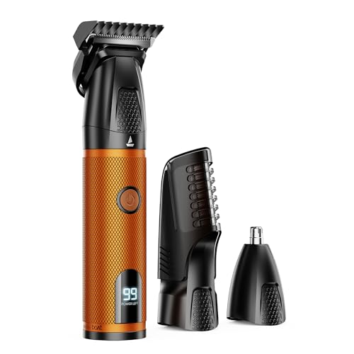 Image of boAt Slazer K100+ Full Body Trimmer for Men, 200 Min Run-Time, Stainless Steel + Ceramic, IPX6, Beard, Body, Nose, Type C, MultiGroomer, Battery Display & Travel Lock, All-in-one (Blaze Orange)