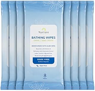 Nurture Valley Rinse Free Bathing Wipes for Adults | Waterless Cleansing with Aloe for sensitive skin | Disposable Adult Body Bath Wet Wipe | for Disabled Bedridden Elderly Care Home Hospital & Travel