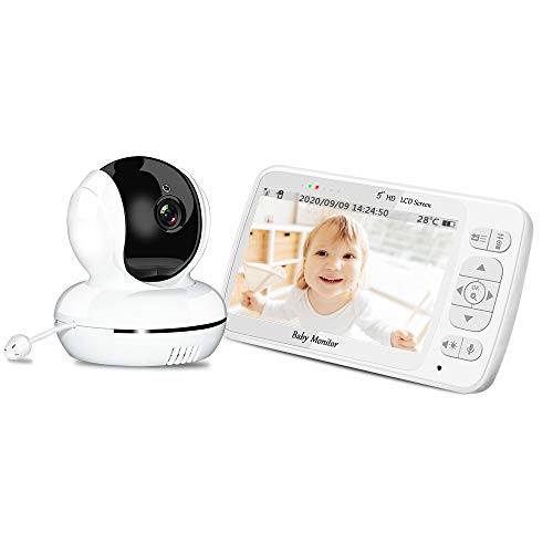 Baby Monitor, Peiloh 720P 5 HD Display Video Baby Monitor with Camera and Audio, Remote Pan/Tilt/Zoom, IPS Screen, 960ft Range, 3000 mAh Rechargeable Battery, Night Vision and Vox Mode(CD-A5) Baby Monitor, Peiloh 720P 5" HD Display Video Baby Monitor with Camera and Audio, Remote Pan/Tilt/Zoom, IPS Screen, 960ft Range, 3000 mAh Rechargeable Battery, Night Vision and Vox Mode(CD-A5)