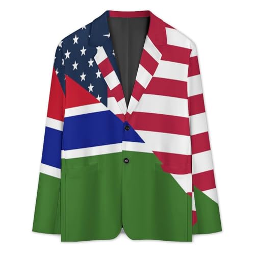 U.S. and Gambia Flag Men's Slim Suit Long-Sleeve Prom Tuxedo Classic Two Button Business Jacket3