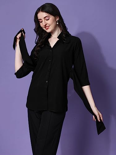 Image of Sheetal Associates Women's Solid Casual Co ords Set 2 Piece Open top & Pant Set