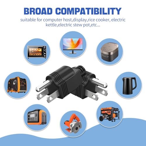 3Pack Straight Blade Plug, 2 Pole 3 Wire Grounding Plug Male Extension Cord Replacement Electrical Plugs Connectors End Black 125V 15A