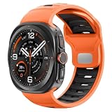 二色 スポーツ シリコンバンド Samsung Galaxy Watch Ultra 2 47mm(2026)対応、幅広・厚みアップ 通気性 ギャラクシーウォッチウルトラパンド、 Samsung Galaxy ウォッチ Ultra (2024/2025) 47mm対応 、交換ベルト 防水 防汗 長さ調節可能 耐衝撃 柔らかい 快適 (オレンジブラック)