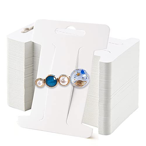 300 PCS Hair Clip Bow Display Cards Hair Barrettes Jewelry Display Holder Rectangle Paper Cardboard for Hair Accessories Display and Organizing, 4 x 2-1/2 Inches (White)