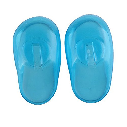 1Pair(2pcs) Blue Soft Plastic Salon Hairstyle Hair Washing/Dye Ear Cover Guard Protector Best for Home/Barbershop