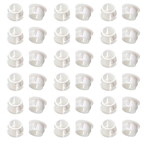 Image of Heyiarbeit 50pcs Hole Plugs 1 /2 inch / 13mm Nylon Plastic Round Snap in Type Locking Hole Tube Furniture Fencing Post Pipe Insert End Caps White Tone