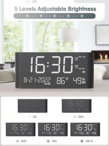 Raynic CR1019 Alarm Clock, 8.7 Inch Digital Clock,5 Adjustable Volume Calendar Clock With Type-C Charger,Dual Alarms,Temperature, Humidity,Date,And 5 Dimmer thumb #5