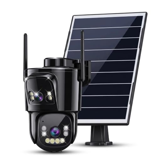 ENSTER Dual Lens 4G AOV Cellular Solar Security Camera, Wireless Outdoor PTZ Camera, 8W Solar & 15600mAh Battery, 360° Pan/Tilt, Color Night Vision, 24/7 Recording, Two-Way Audio, Human Detection