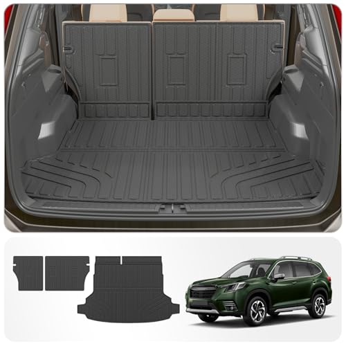 Thinzyou Cargo Mat Compatible with 2025 2026 Subaru Forester NO Hybrid Trunk Mat Cargo Liner Trunk Liner TPE All Weather Back Seat Cover Protector Forester Accessories (Trunk Mat+Backrest Mats)