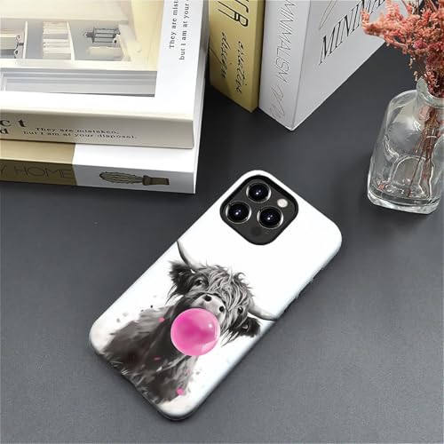 Coque iPhone 16 Pro Max vache des Highlands silicone rigide double couche rose CARLOCA - 7