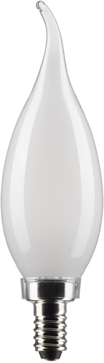 Satco S21300 4 Watt CA10 LED Bulb, Frost, Candelabra Base (E12), 90 CRI, 2700K Warm White, 120V, Dimmable, 350 Lumens (24 Pack)