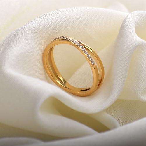 Image of PALMONAS White CZ-Studded Finger Ring for Women (Size-6,7,8) - Gift for Girls & Women | 18k Gold Plated Rings