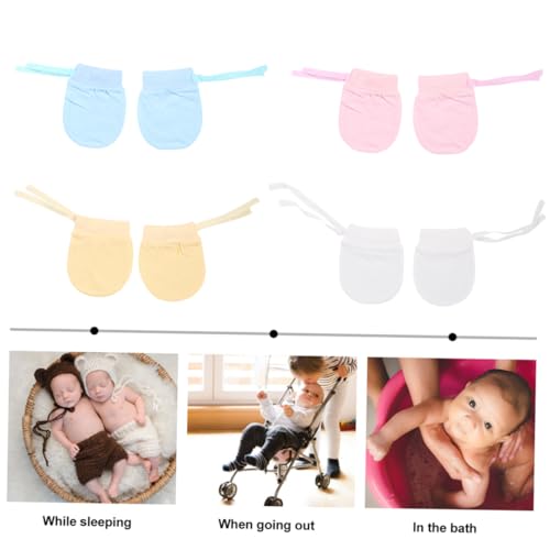 BESPORTBLE 4pairs Newborn Protection Gloves of Cotton Gloves No Scratch Soft Comfortable2
