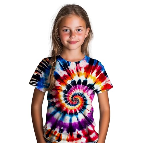 Image of Kids Tie Dye Shirt for Boys Girls Children Tie-Dye Hippes Tshirt Short Sleeve Tee Shirt for Todder