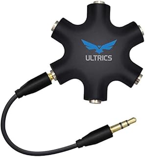 ULTRICS Headphone Splitter, 3.5mm Male to Female Multi Earphone Audio Splitter, 5 Ports Stereo Headset Adapter Compatible with iPhone Smartphone Tablet Laptop PC PS4 Xbox MP3 Player Speaker Black