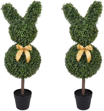 Boxwood Rabbit Amazon.com: 2 Pcs Bunny-Shape Boxwood Topiary – 3 ft Faux Boxwood Bunny ...