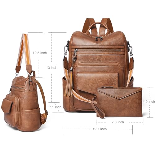 Image of Shrrie Leather Womens Backpack Purse Convertible Crossbody Shoulder Strap