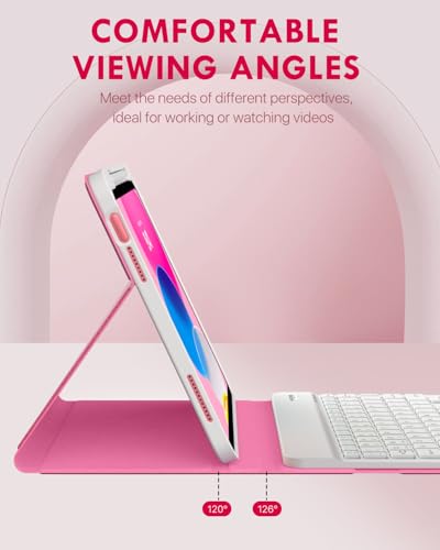 Étui avec clavier pour iPad 11e génération 2025 MoKo coque rose