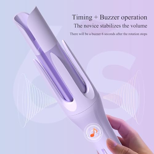 Image of Automatic Hair Curler with 4 Temperature Settings and 3 Timers, Auto Shut Off Anti-Scald Swivel Wand (Pink)
