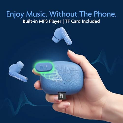 Image of ACwO DwOTS Muze, in-Built MP3 Player, TF Card Support, Recording Mode, Real-Time Audio Listening, HD Calling, Dual Device Connectivity, 10mm Dynamic Drivers, 4 EQ Modes, 45Hrs Playtime (Blue)
