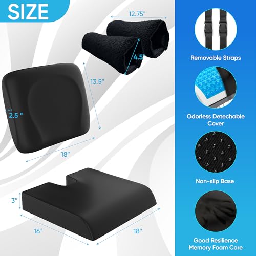 image for CUSHIO Wheelchair Cushion for Pressure Relief - (4-Piece Set) 18”x16