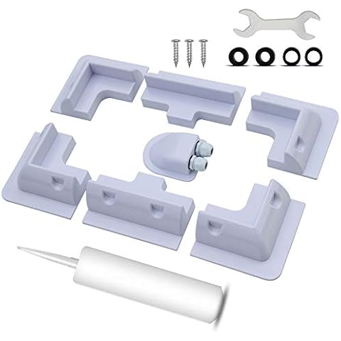 Solar Panel Brackets White ABS Solar Panel Mounting Brackets 7 Drill-Free Corner Bracket Support Kit for Wood Frame RV Boat Campers Caravans Hood (Corner Bracket,Side Bracket,Cable Entry Gland) Cover