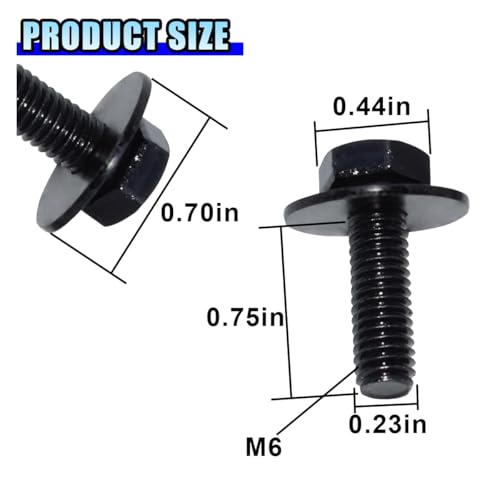 Pernos universales M6 de cabeza hexagonal para defensas de parachoques de coche, tornillos SEMS 2