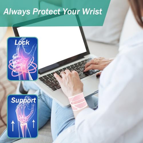 Image of 2 Pack Wrist Brace for Right & Left Hand, Ultra-Thin Compression Wrist Band Adjustable Wrist Wrap for Tendonitis, Arthritis, Weightlifting, Sports