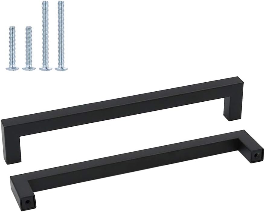 Goldenwarm 15Pack Black Drawer Handle Kitchen Cabinet Handle Wardrobe Door Handle -LSJ12BK224 Black Cupboard Handle for Chest of Drawer Bathroom Cabinet Hardware Hole Centers 224mm