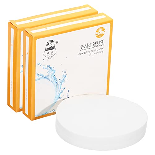 PATIKIL 200Pcs 11cm Qualitative Filter Paper Circles, Medium Speed Round Laboratory Filter Paper Chemical Industrial Oil Testing Funnel Filter Paper