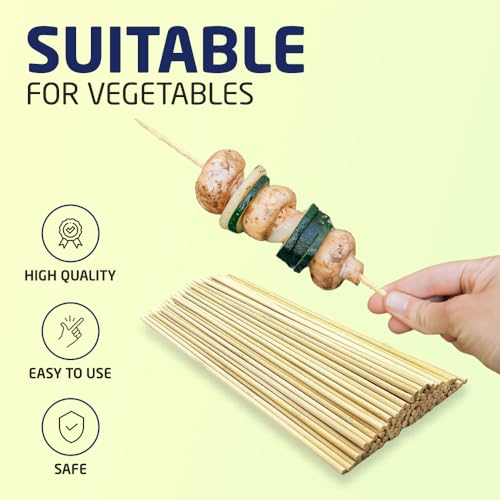 1ABOVE 150 Pieces Natural Wooden Skewers for BBQ,Appetizer, Cocktail, Kabob,Fruit and Chocolate Fountain SIZE-250 MM(10INCH) (1)